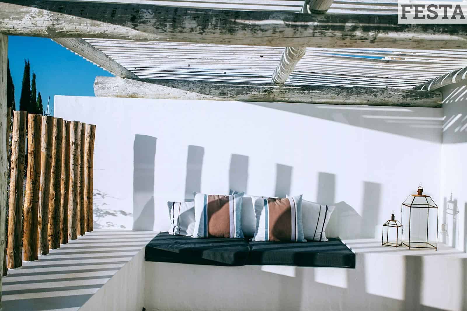 two brown-and-white throw pillows